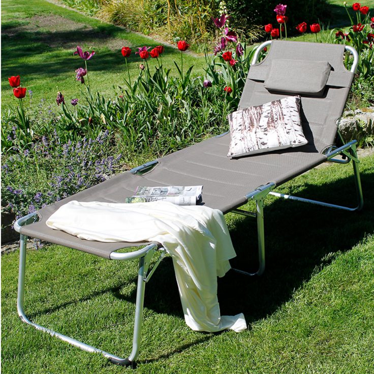 Aluminium Gartenliege XXL, gepolstert, mit Kopfkissen linder exclusiv