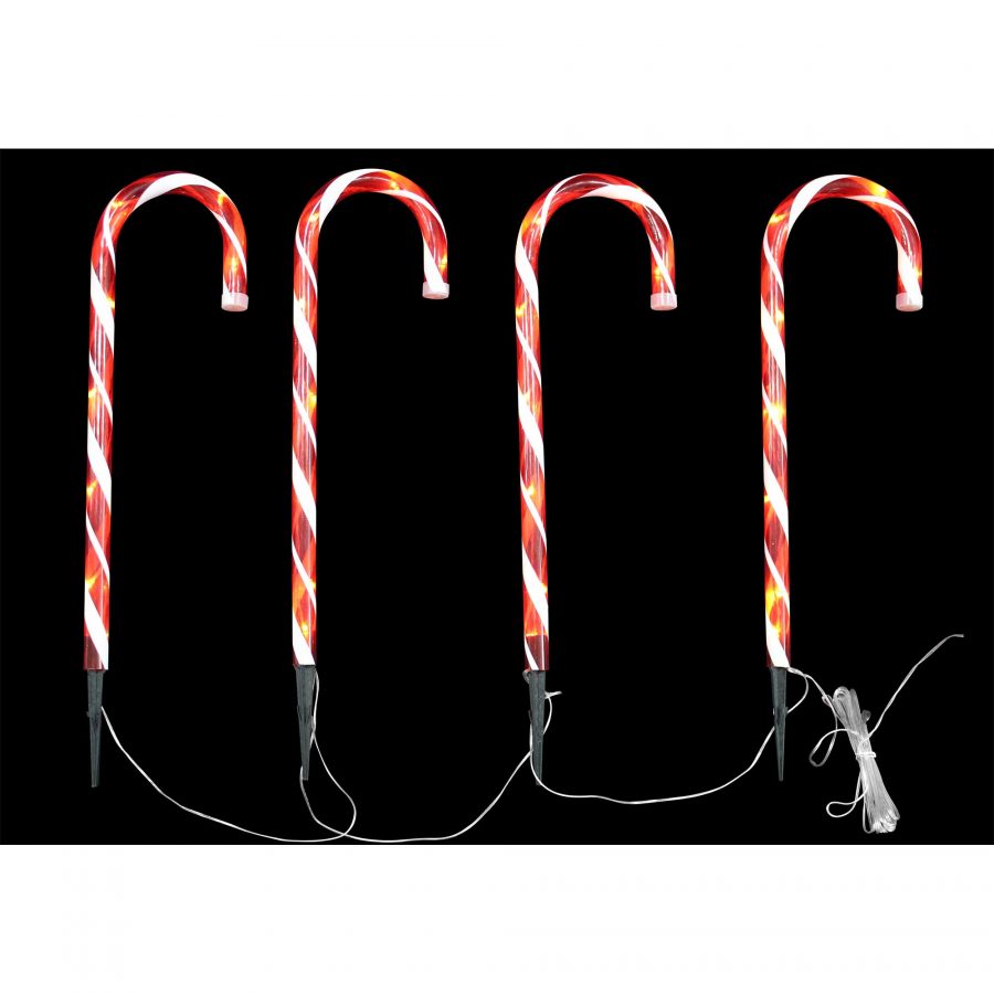 Benelando LED Zuckerstangen Lichterkette – 4 Stück, 44 Cm Hoch, Für Innen & Außen, Mit Erdspießen, IP44